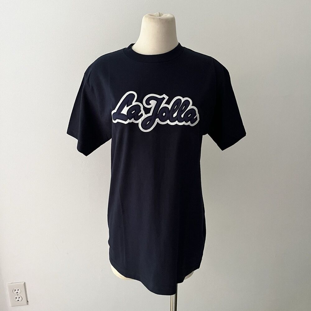 La Jolla Embroidered Graphic Navy Blue Tee 100% Cotton Y2K Streetwear Vintage M